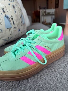 adidas Gazelle Women's Mint Green & Hot Pink Suede Sneakers